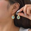 Vnox Stainless Steel Colorful Shell Luxury Earrings For Women Flower Edge Droplet Round Geometric Dangle Drop Earrings Jewelry