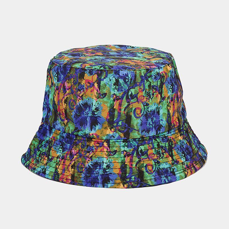 European and American new creative oil painting style double-sided bucket hat female tide travel shopping sun hat male leisure basin hat