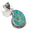 Ammonite Fossil Gemstone Handmade 925 Sterling Silver Jewelry Pendant 1.81" n6T63