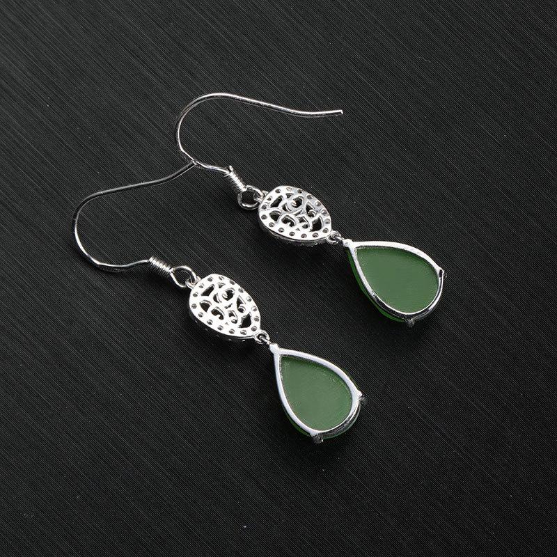 Tancise 925 Sterling Silber Jade Zirkon Ohrringe Tropfen Ohrringe für Frauen Hochzeit Party Geschenke