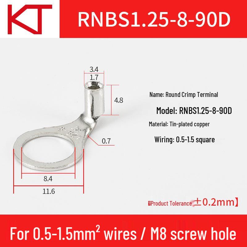 RNB1.25-90D Copper L-Shaped 90° Elbow Cold-Pressed Terminal Connector