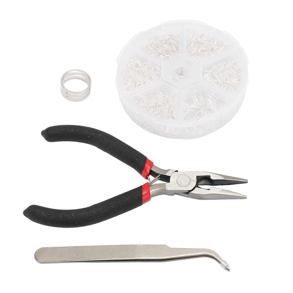 Jump Rings Assorted Size Smoothing Colorfast Sturdy Alloy Steel Jewelry Making Rings with Pliers