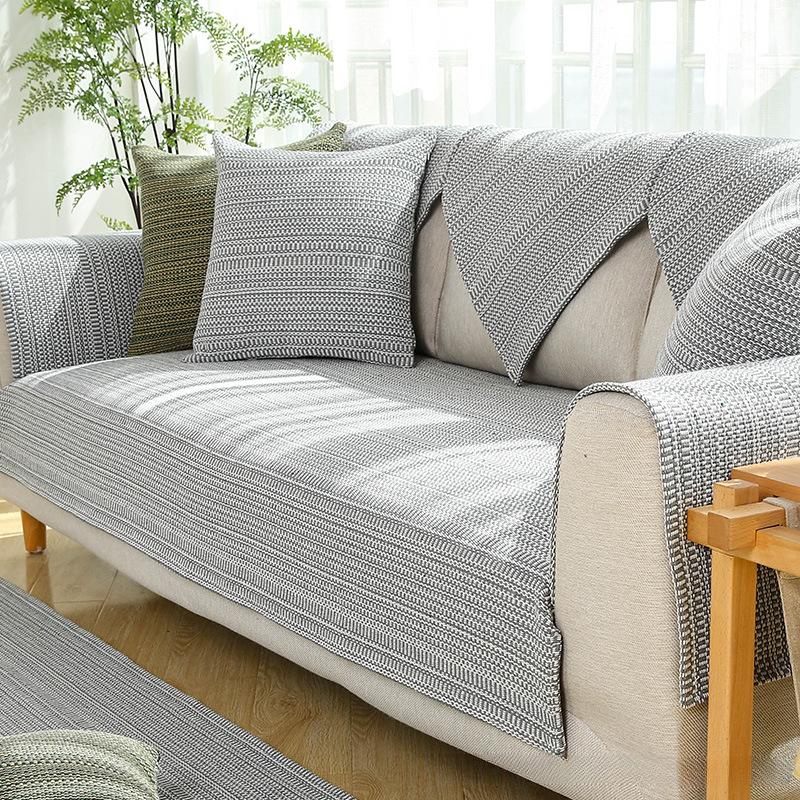 Sofa Cushion Cotton and Linen Four Seasons Universal Non-Slip Fabric Cushion Linen Old Coarse Cloth Sofa Cover Cover Cloth Simple Modern