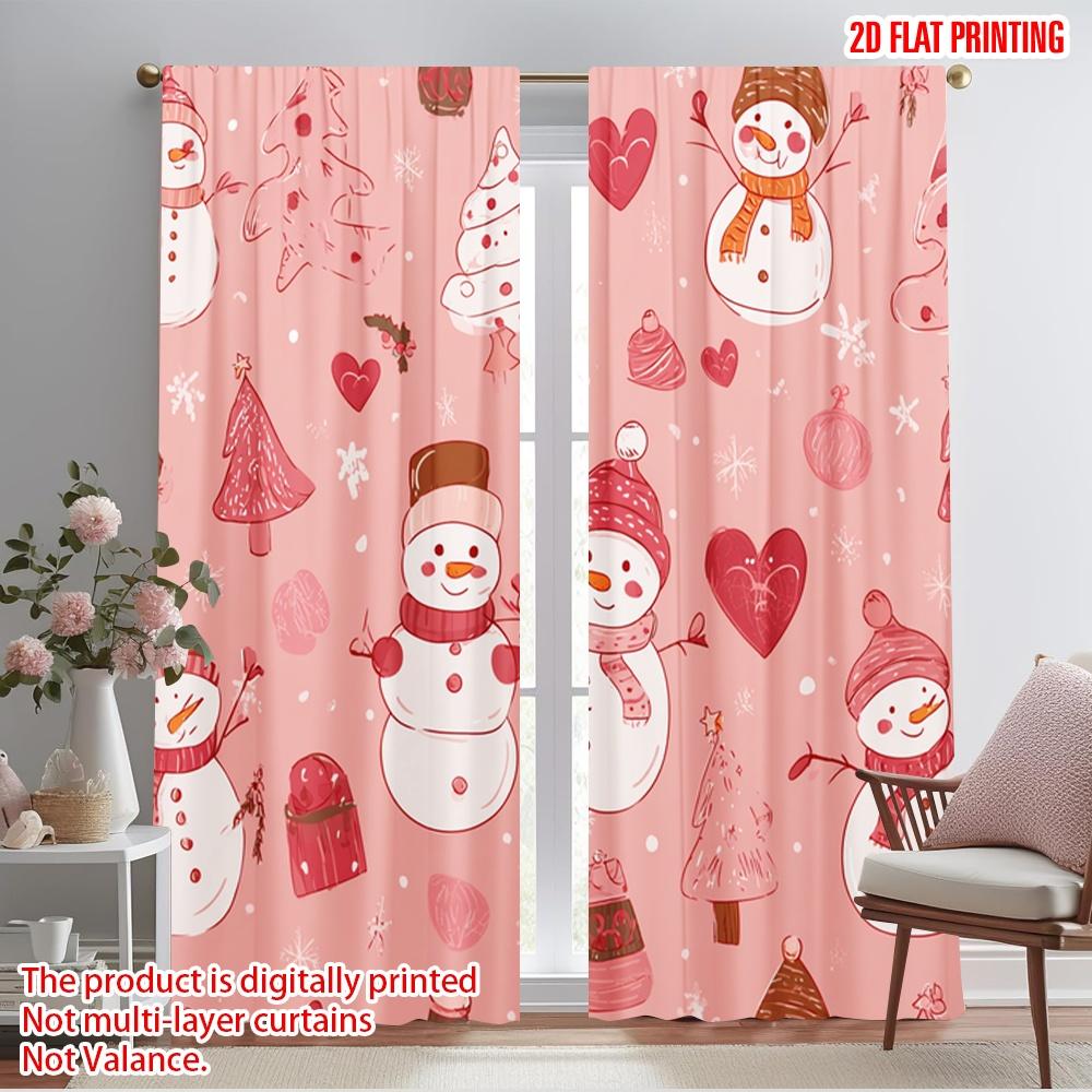 

2pcs,2D plane printing Light Filtering Curtains Christmas snowman2 Versatile 100% Polyester (without rod) Versatile All Use for 52.50×116.00 CM 2pcs