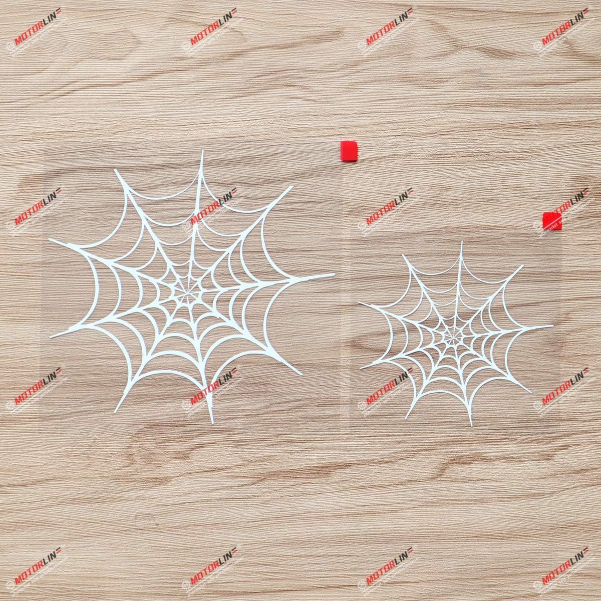

Spider Web Cobweb Decal Vinyl Sticker - 2 Pack White, 4 Inches, 6 Inches - Die Cut No Background for Car Boat Laptop Cup