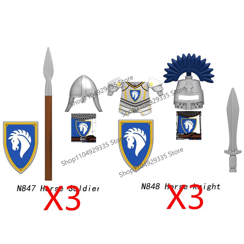 Medieval Castle Figure Building Blocks Crow Serpent Soldier Greek Roman Crusader Knights Templar Compatible Bricks Toys Gift Z03