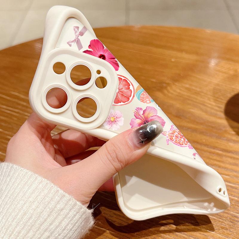 Flower Turtle Print Soft TPU Phone Case For iPhone Air 16e 17 16 15 14 Pro Max 13 12 Pro 15 16 14 Plus Shockproof Silicone Cover