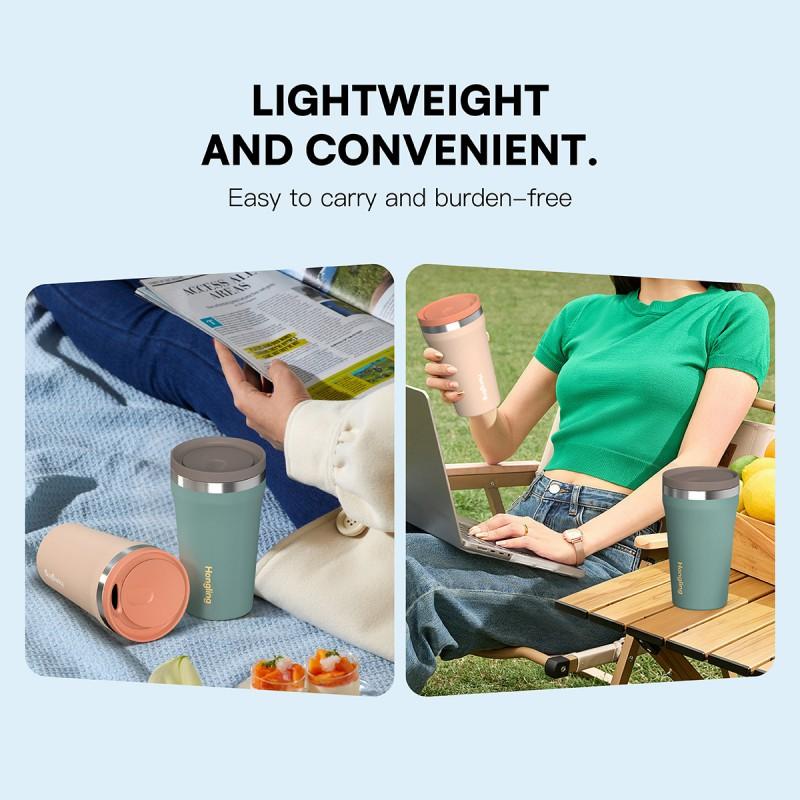 Stainless Steel Insulated Travel Mug With Flip Lid Straw 360ml 480ml Vacuum Thermos Office Car Home