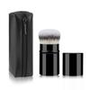 Convenient Travel Short Handle Retractable Makeup Brush with PU Zipper Bag Multifunctional Foundation Brush Honey Brush Beauty Tool