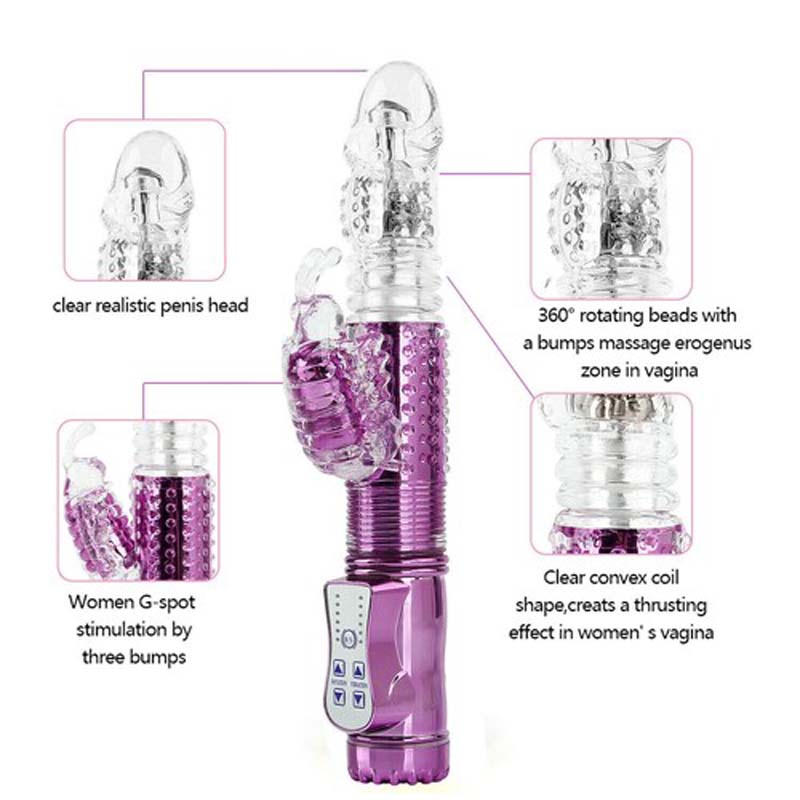 Rotating Vagina Vibrator Double-Ended Stimulator Thrusting G-Spot Massager Sex Toy for Women