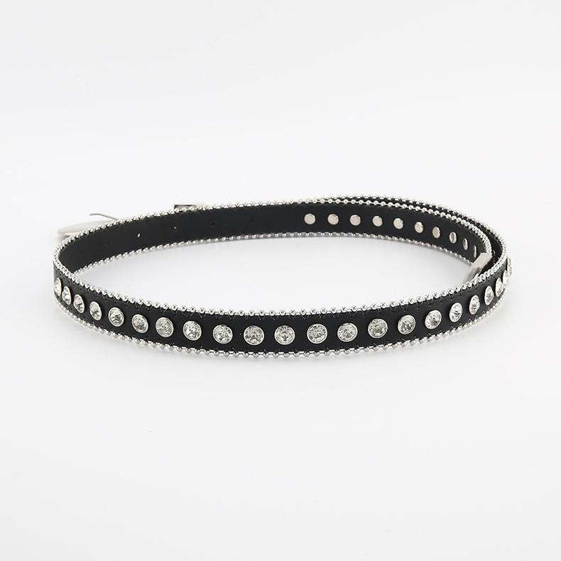 Belt Star Rhinestone Womens Casual Versatile Jeans Small Belt Leather Imitation