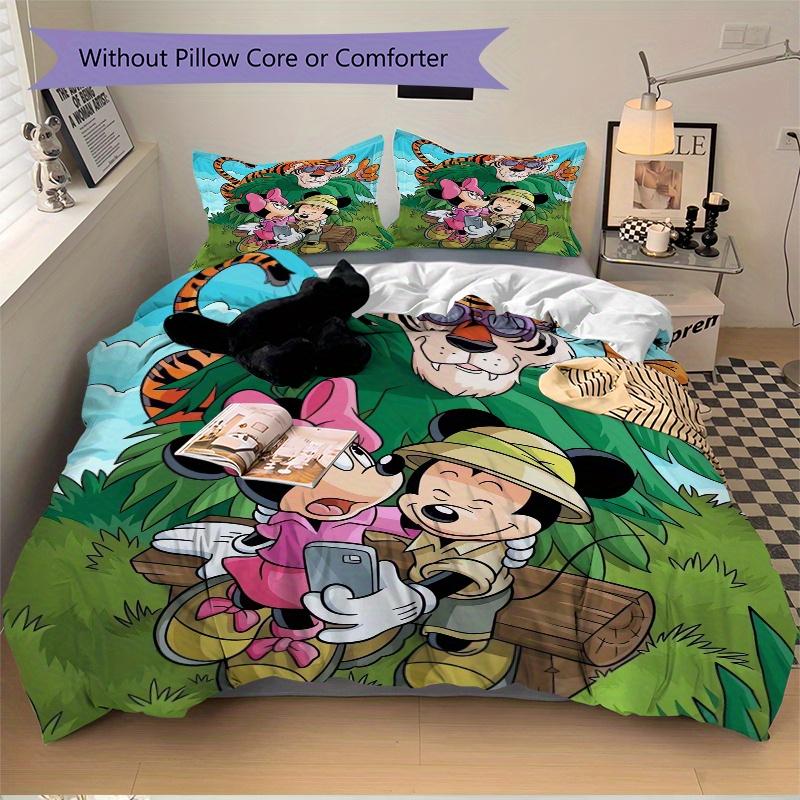 3pcs Minnie Mouse & Friends Jungle Adventure Bedding Set 1 Soft Quilt Cover + 2 Pillowcases, Machine Washable Suitable for All Seasons Q073