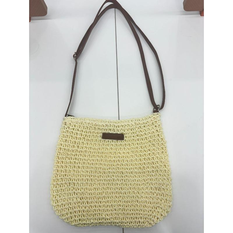 Large capacity shoulder straw bag new casual handwoven bag versatile messenger straw bag vacation beach bag