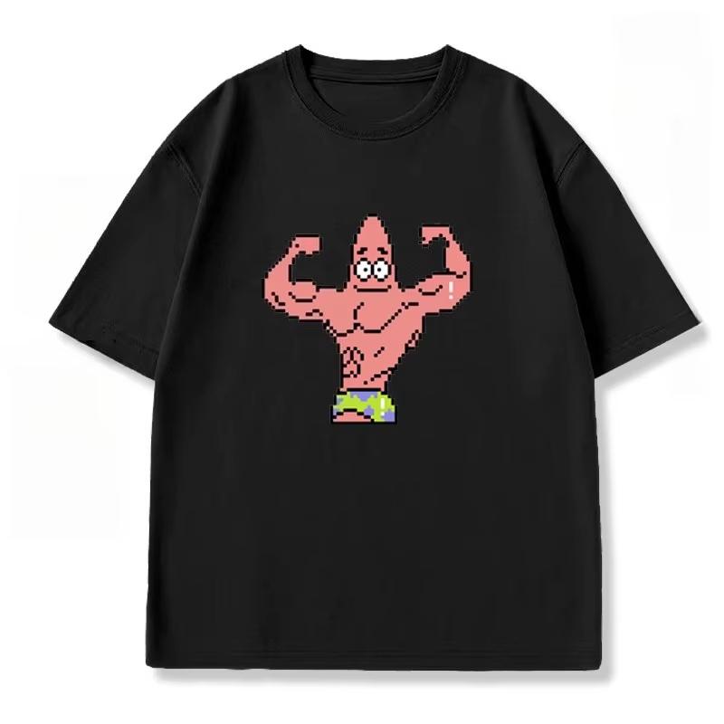 Womens SpongeBob SquarePants Muscle Fitness TShirt YK Trendy Loose Casual ShortSleeve Printed Top for Fitness Enthusiasts