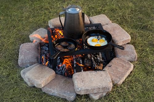 Amazon Basic Charcoal BBQ Stove, Heavy-Duty Folding Campfire Grill, 40cm x 30cm (Medium), Black