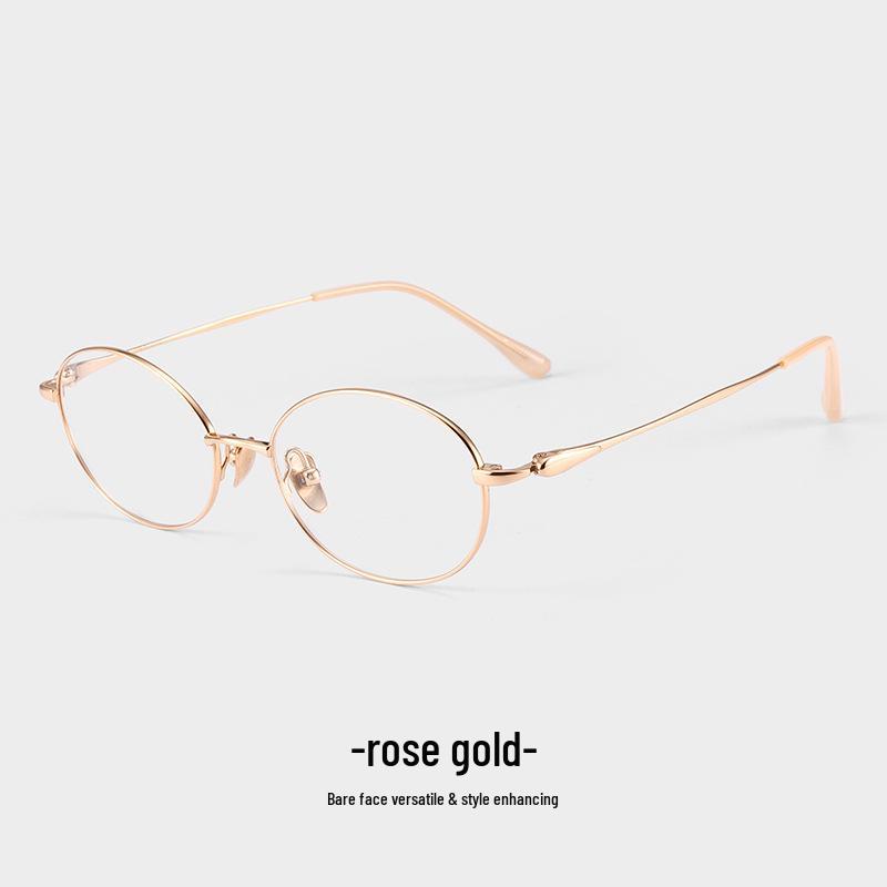 Women s Retro Gold Wire Frame Oval Glasses - Anti-Blue Light, Pure Titanium, Ultralight Prescriptions 08165.