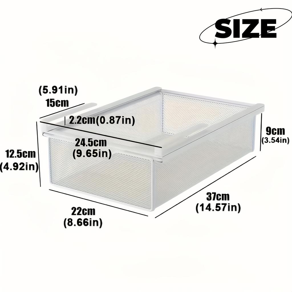 Metal Mesh Basket Storage Basket Hanging Under The Table, with Pull-out Drawers - Adhesive Type, for Convenient Storage