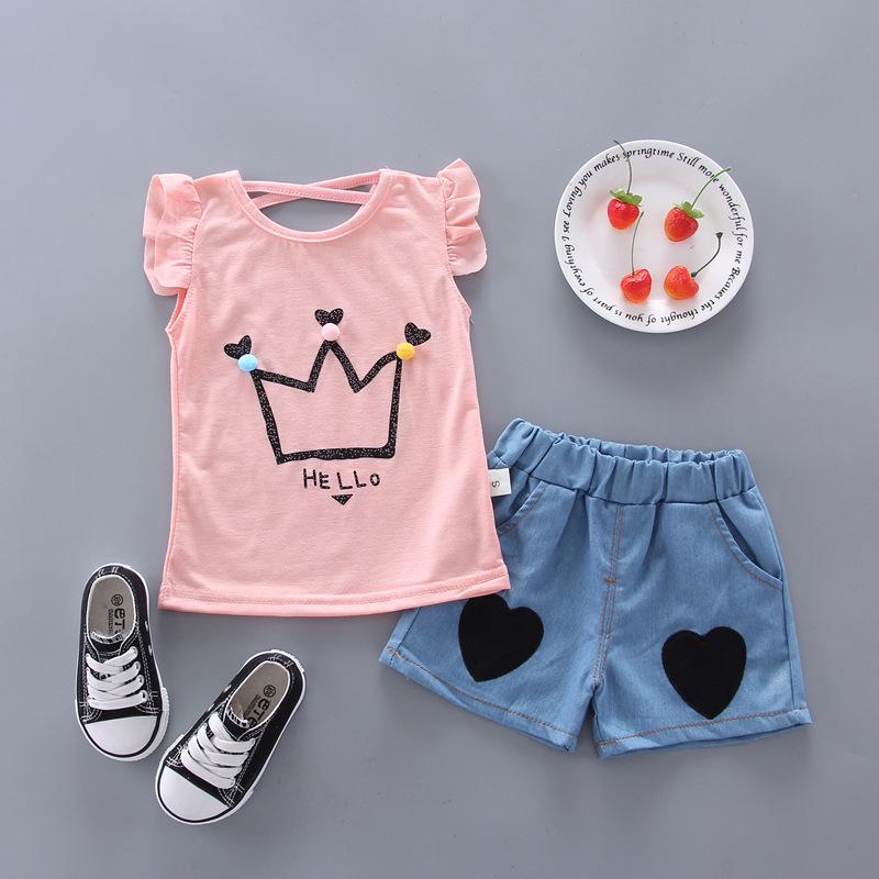 Summer Short Sleeve Set for Girls 1-4 Years - Baby Girl Fashion T-shirt Two-Piece