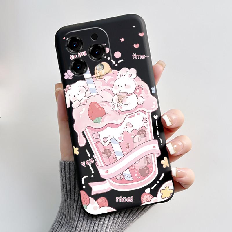 Hülle Für Doogee N55 N55 Pro N55 Plus Handyhülle Luxuriös Niedlich Liebesherz Hase Lustige Abdeckung Schwarzes Weiches Silikon Schutzhülle