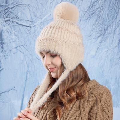 Autumn Winter Outdoor Coldproof Warm Cap Women Velvet Ear Protection Knitted Wool Cap