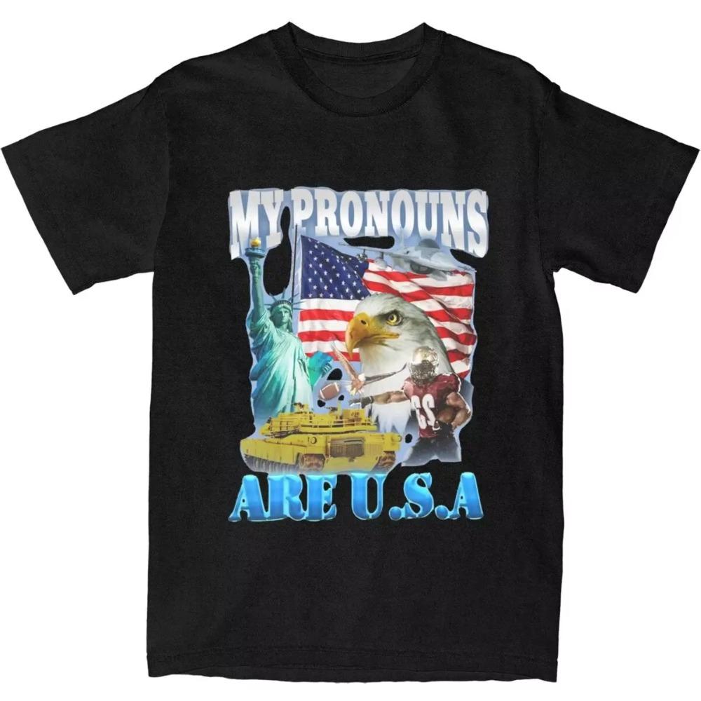 My Pronouns Are USA Funny Meme for Men Women T Shirt United States American Apparel Leisure Tee T-Shirts Clothes