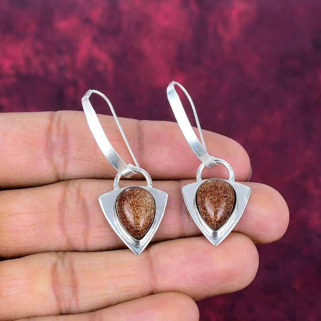 Golden Sunstone 925 Solid Sterling Silver Earrings, Handmade Gemstone Earrings Jewelry, Gifts For Wife Brand New Earrings