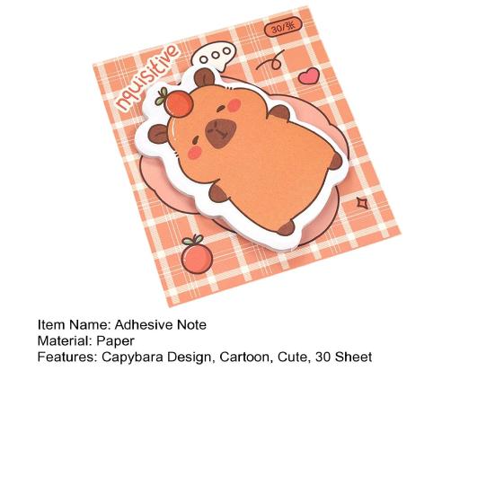 4 Pack Capybara Sticky Notepads, 30 Sheets Cute Self Sticky Notepads, Cartoon Animal Memo Pads, Adhesive Notes for Office School Students Party Favors