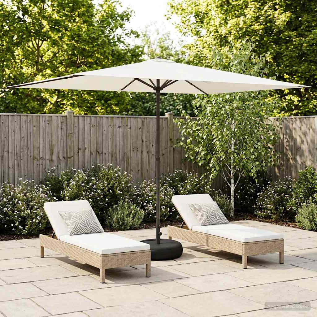 Garden Umbrella with Base 200 X 300 Cm Polyester Rectangular Cream