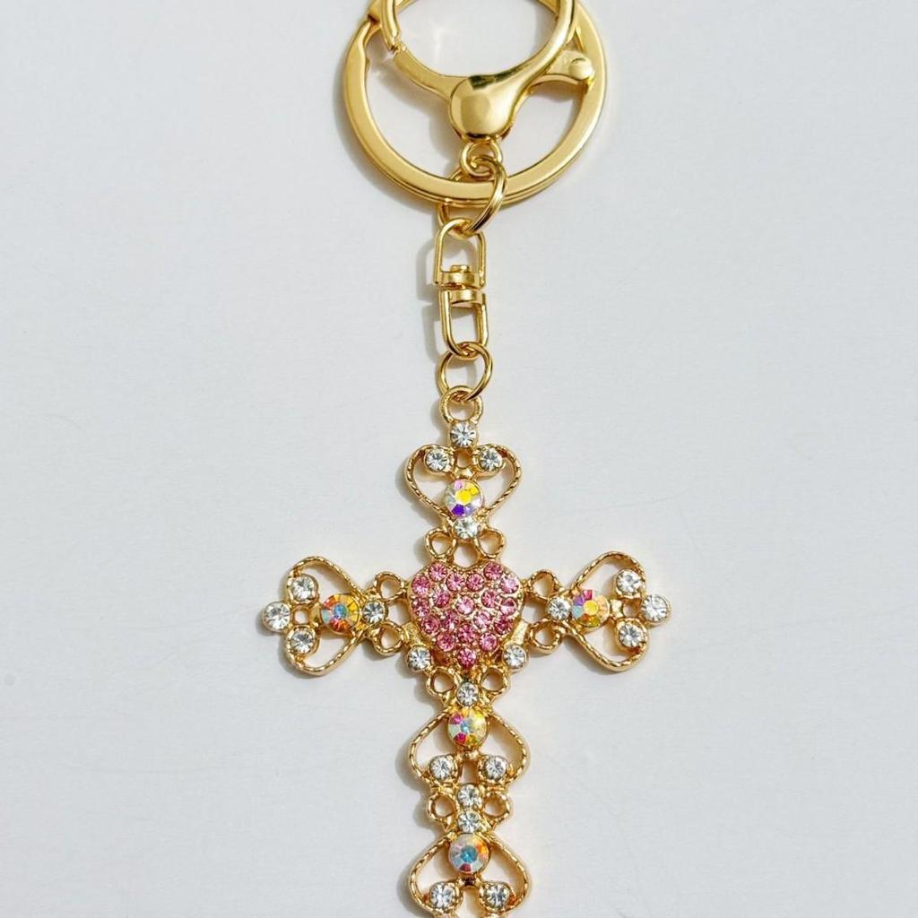 Stylish Heart Rhinestone Keychain Pendant for Bags and Cars