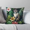 Tropical Forest With Monkey Square Pillowcase Polyester Linen Velvet Pattern Decorative Pillow Case Home Cushion Cover