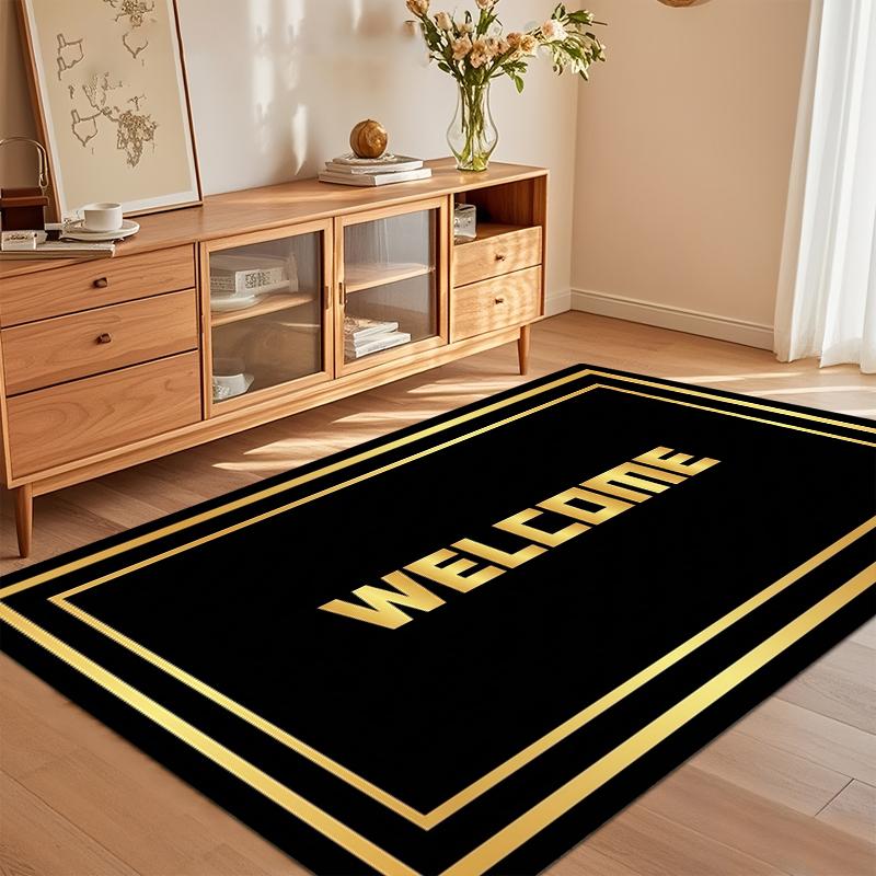 

Gold WELCOME Border Entry Door Mat Non-Slip Rug Washable Carpets for Living Room Decor Home Rugs for Bedroom Gift Alfombra 40x60CM