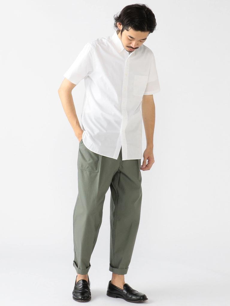 Beams Plus Lässiges farbiges Kurzarmhemd Größe 38010040563 Herrenhemd, Popeline, Button-Down, Weiß, M,