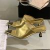 Fashion Shoes for Women New Summer Pointed Peep Toe Slide Slippers Thin Low Heels Banquet Party Prom Ladies Designer Shoes Zapatos Mujer