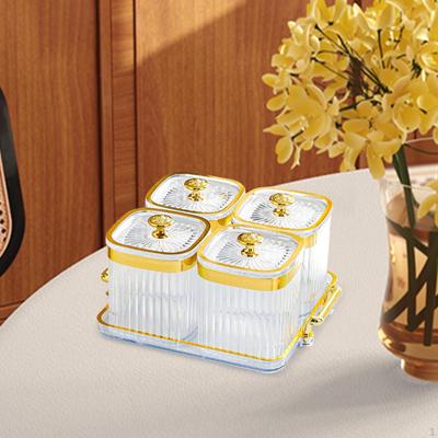 Dried Fruit Plate Candy Nuts Dish with Lid 4 Grids Divided Serving Dishes Appetizer for Party
