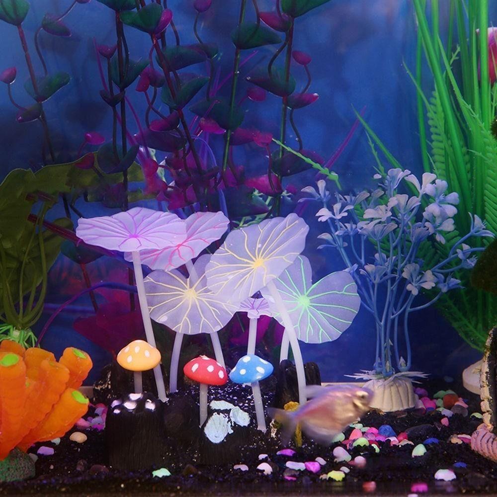 With Sucker Durable Fish Tank Ornament Aquarium Water Grass Artificial Plants Simulation Mushroom