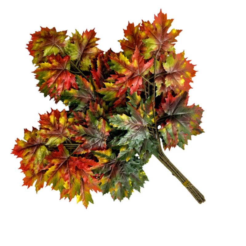 12pcs Artificial Maple Leaf Branch Waterproof Greenery Plants Foliage for Landscape Tree Making Home Decoration Outdoor Project