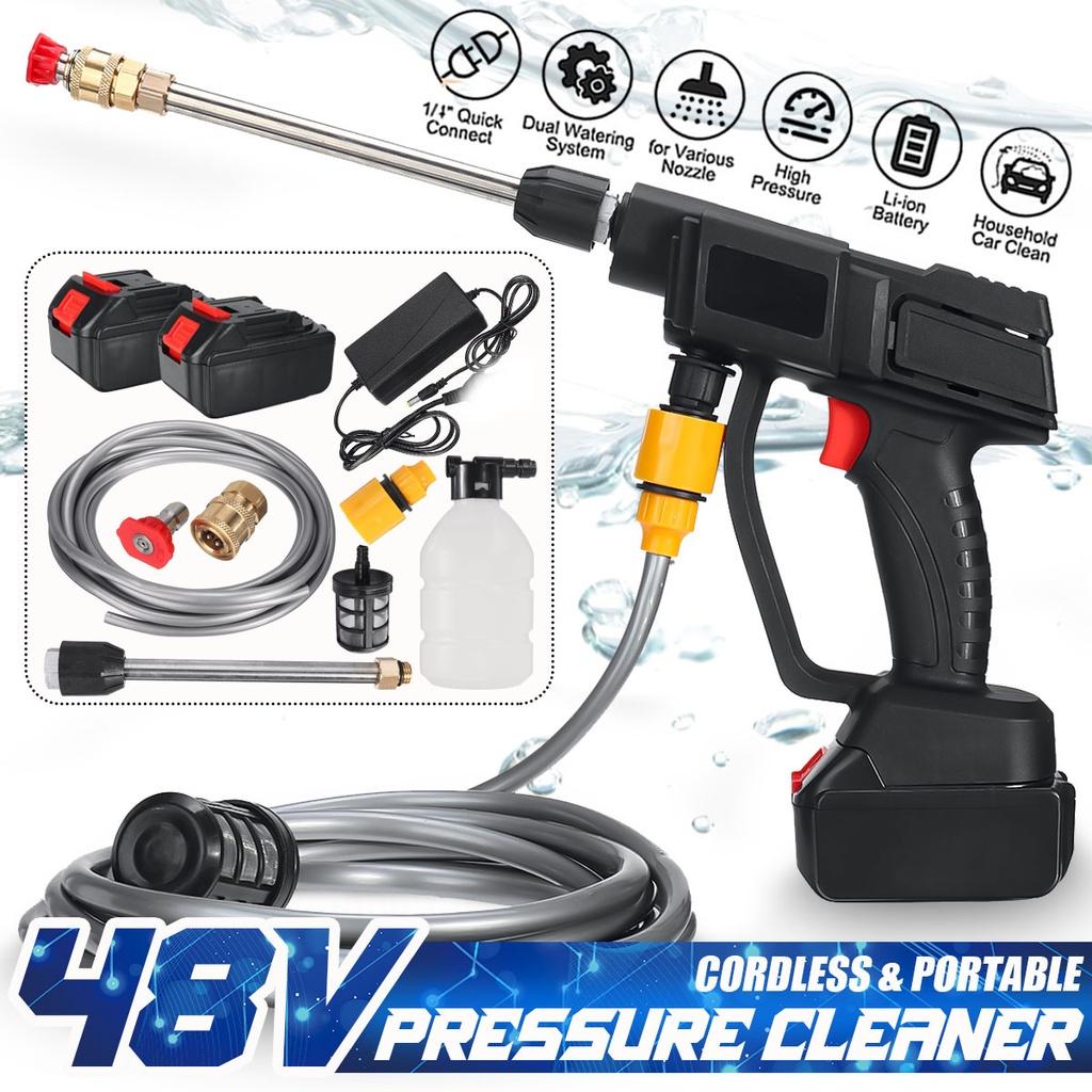 600W 48VF Cordless High Pressure Car Washer Spray Water Guns Pressure Water Nozzle Cleaning Machine With 2Battery