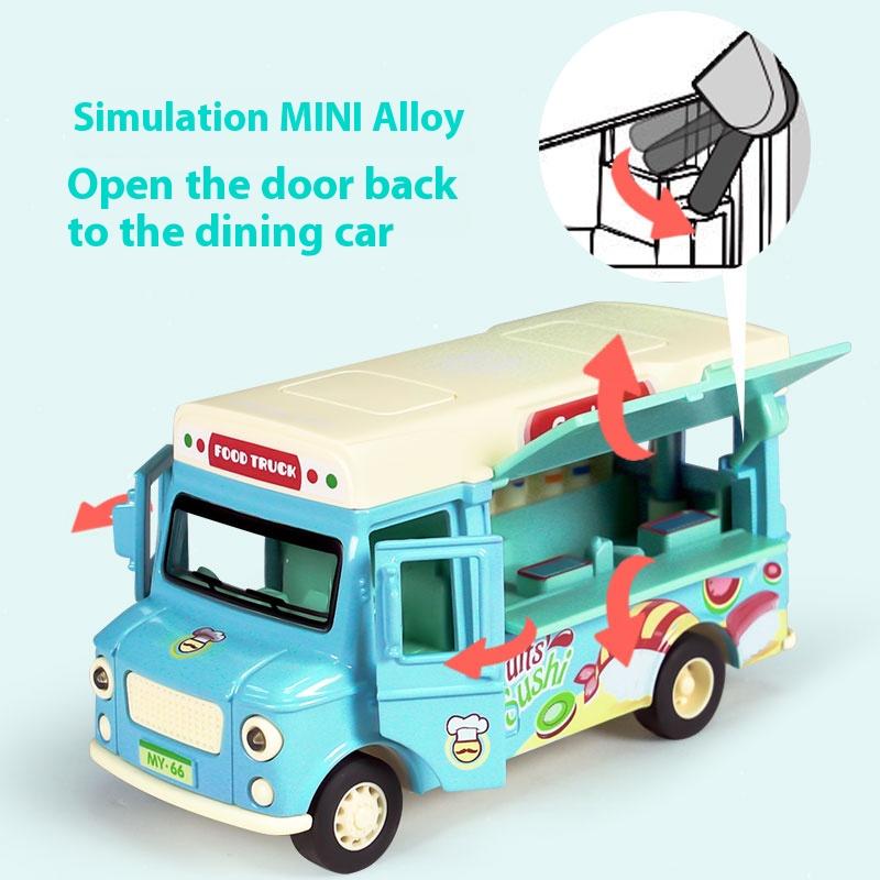 Metal Die-cast Food Truck Children's Toy Car Model, Parent-child Game Toy Vehicle, Improve Cognition, Halloween toy gifts