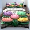 Colorful Tulip Flower Design Bedding Set Bedding set (1 duvet cover, 2 pillowcases, duvet not included)