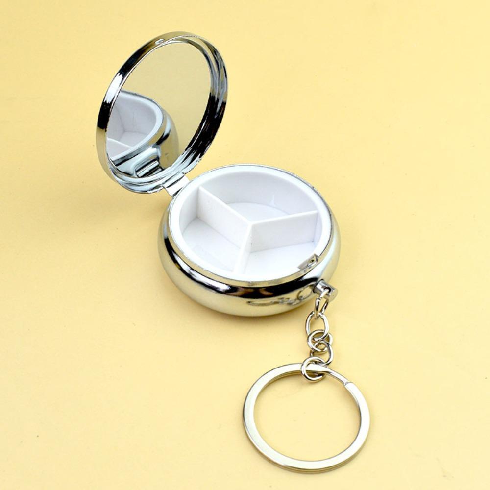 Portable Metal Tablet Box Leak-Proof Compact Pill Organizer Round Earrings Case Travel