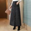 Thickened Warm Mid-length Down Cotton Skirt Double-breasted Autumn and Winter One-piece Skirt A-line Hip Skirt