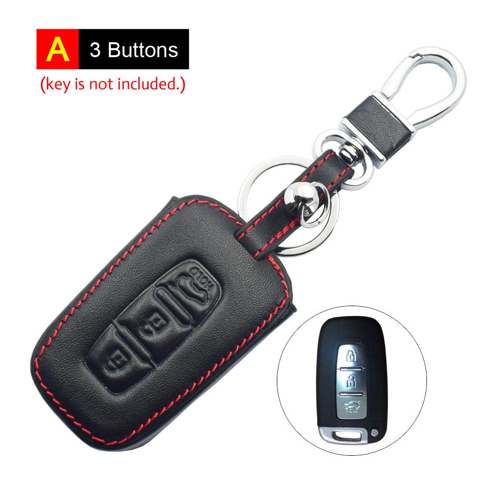 Leather Car Key Cover Bag Remote Fobs Case For Hyundai Veloster Sonata Solaris Elantra Ix35 I30 Kia Soul Sportage Sorento Forte