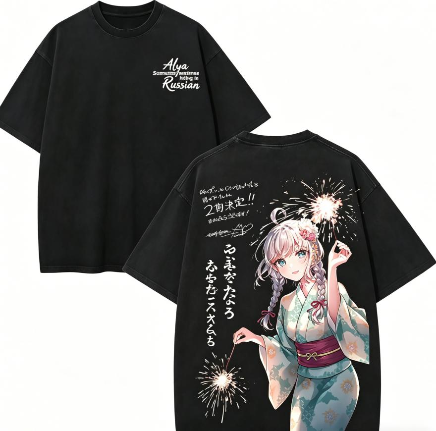 Alya Sometimes Hides Her Feelings In Russian Anime Lover Washed Tshirt Year Round Clothing High Quality Personality Clothes Plus Size Unisex New Model