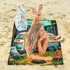 Custom Camper Van Beach Towel Personalized Name Print Soft Quick-Dry Large Bath Towel For Camping Lovers Travel