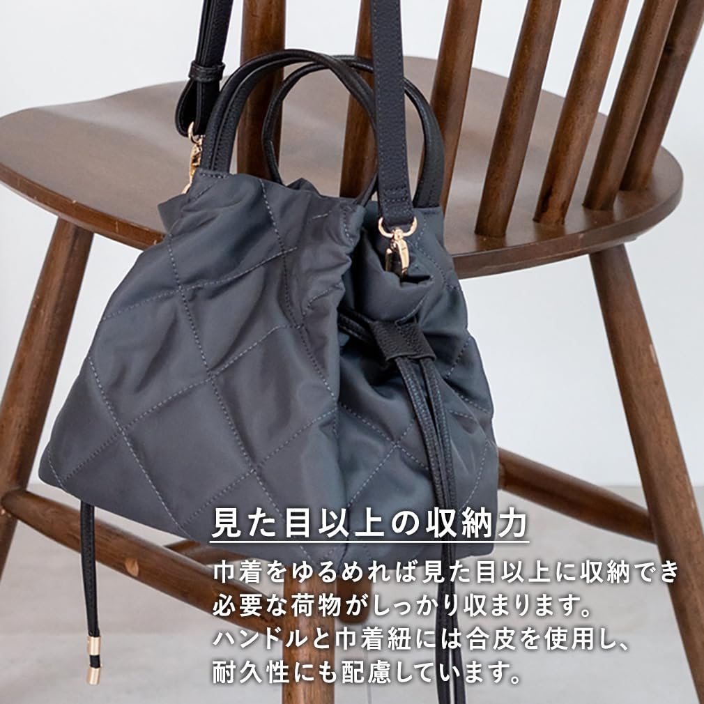 VITAFELICE Damen Handtasche mit Kordelzug, 2-Wege (NSB-30387Z) (Schwarz)