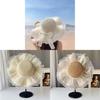 Kids Sun Protection Woven Straw Hat With Wide Brim For Beach Summer Holiday Dressup