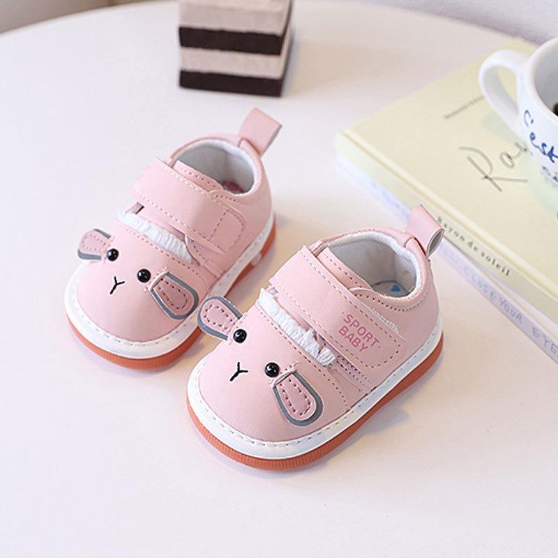 

Унисекс детская обувь на весну/осень, для младенцев 0-1-2 лет, мягкая подошва, пищащая обувь. 16 розовый