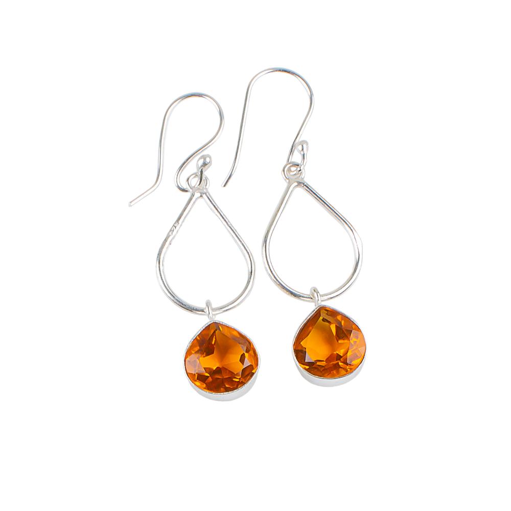 Natural Citrine Gemstone 925 Sterling Silver Jewelry Handcrafted Earrings 1.90" EE-19-6