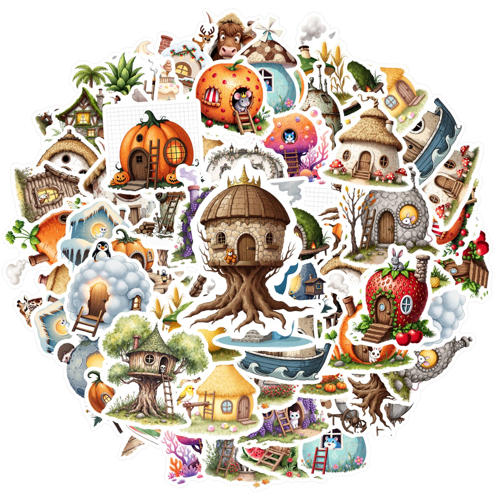 

35pcs Whimsical Whimsical Houses Stickers Cartoon Fairy Tale Stickers Funny Stickers For Laptop Motorcycle Luggage