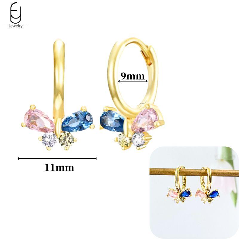925 Silver Ear Buckles Fashion Hoop Earrings Colorful Crystal Pendants Gold Earring Premium Luxury Women's Jewelry Gift